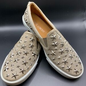 Jimmy Choo Star Stud Slip-On Sneakers – Beige Leather 38.5 (8.5)